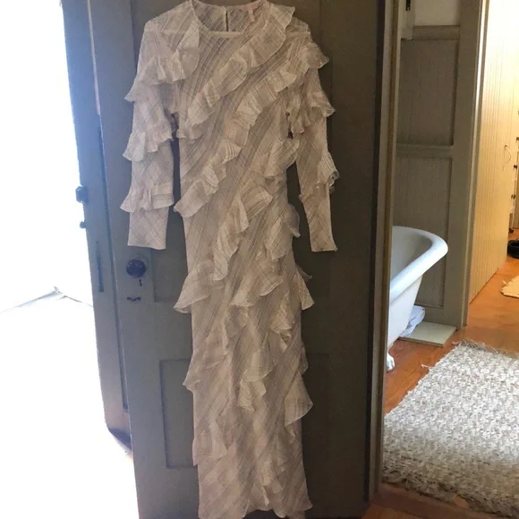 silk dress pakistani designer Rebecca Taylor Tiered Ruffle Fil Coup Silk-Blend Dress